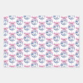 Kerst Chic Blauw Witte Sneeuwman Inpakpapier Vel (Voorkant 2)