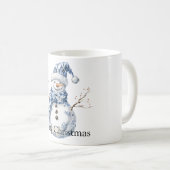 Kerst Chic Blauw Witte Sneeuwman Koffiemok (Voorkant rechts)