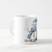 Kerst Chic Blauw Witte Sneeuwman Koffiemok (Voorkant links)