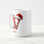 Kerst chic Monogram initiaal V vrolijk Kerstfeest Koffiemok (Voorkant links)