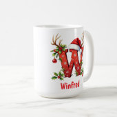 Kerst chic Monogram initiaal W vrolijk Kerstfeest Koffiemok (Voorkant rechts)