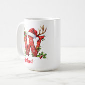 Kerst chic Monogram initiaal W vrolijk Kerstfeest Koffiemok (Voorkant links)