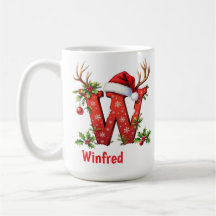 Kerst chic Monogram initiaal W vrolijk Kerstfeest 