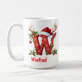 Kerst chic Monogram initiaal W vrolijk Kerstfeest Koffiemok