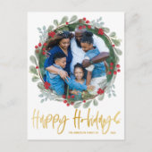 Kerst chic nepgoud foto Kerstmis Briefkaart (Voorkant)