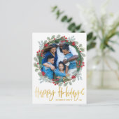 Kerst chic nepgoud foto Kerstmis Briefkaart (Staand voorkant)