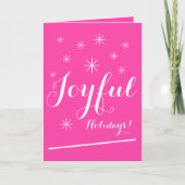Kerst Chic Script Girly Hot Pink Vakantie Kaart (Voorkant)