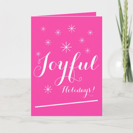 Kerst Chic Script Girly Hot Pink Vakantie Kaart (Voorkant)