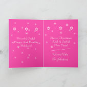 Kerst Chic Script Girly Hot Pink Vakantie Kaart (Binnen)