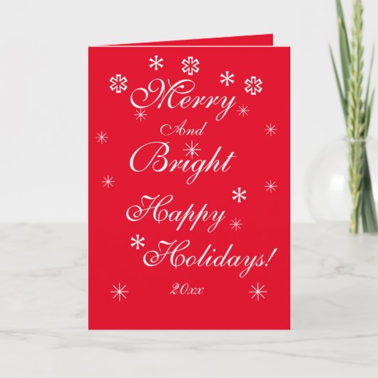 Kerst Chic Script Modern Cool Red Holiday Kaart (Voorkant)