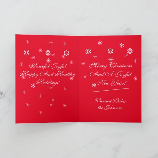 Kerst Chic Script Modern Cool Red Holiday Kaart (Binnen)