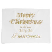 Kerst Chic Script Nieuwe Mr en Mrs Cool Wedding Groot Cadeauzakje (Voorkant)