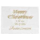 Kerst Chic Script Nieuwe Mr en Mrs Cool Wedding Groot Cadeauzakje (Achterkant)
