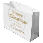 Kerst Chic Script Nieuwe Mr en Mrs Cool Wedding Groot Cadeauzakje (Achterkant Gekanteld)