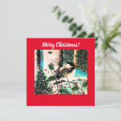 Kerst Chickadee Chatter Rode Uitnodiging (Staand voorkant)