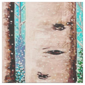 Kerst Chickadee Chatter Stof (Close Up)