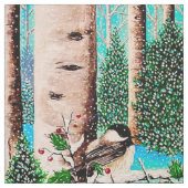 Kerst Chickadee Chatter Stof (Swatch)