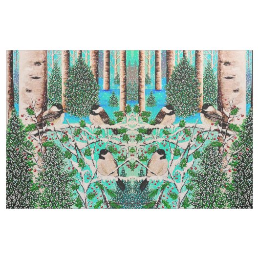 Kerst Chickadee Chatter Stof (Fat Quarter)