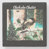 Kerst Chickadee Chatter Stone Onderzetter (Voorkant)