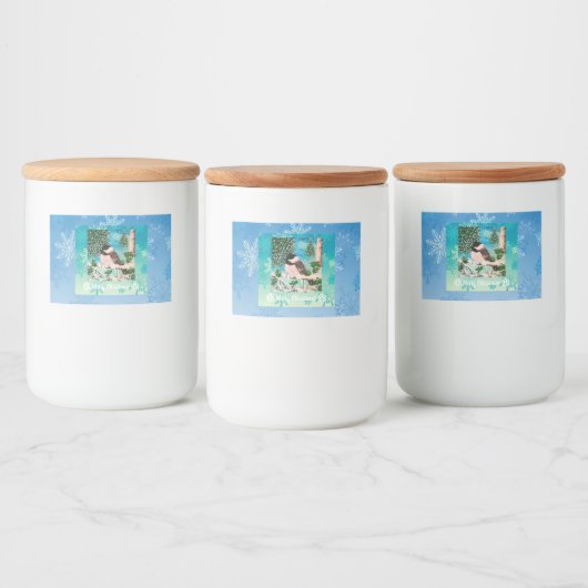 Kerst Chickadee Chatter Voedselcontainer Etiket (Flessen)