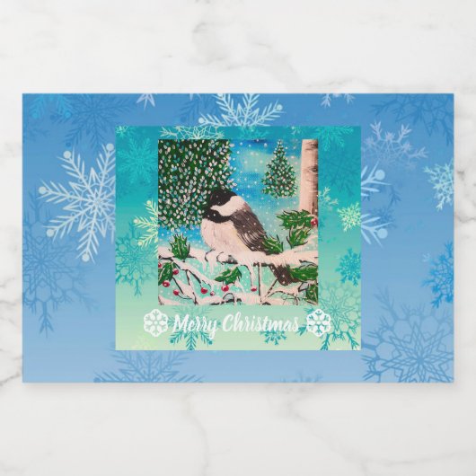 Kerst Chickadee Chatter Voedselcontainer Etiket (Enkel label)