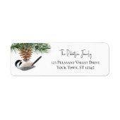 Kerst Chickadee Pinecone Retouradres Etiket (Voorkant)