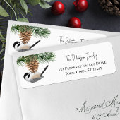 Kerst Chickadee Pinecone Retouradres Etiket