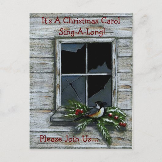 KERST: CHICKADEE: UITNODIGING BRIEFKAART (Voorkant)