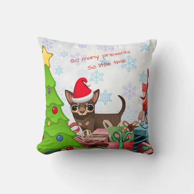 Kerst Chihuahua Accent Kussen (Voorkant)