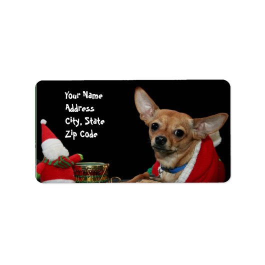 Kerst Chihuahua adresetiketten Etiket (Voorkant)