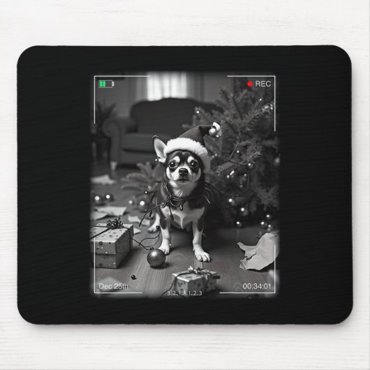 Kerst-Chihuahua gevangen op camera  Muismat (Voorkant)