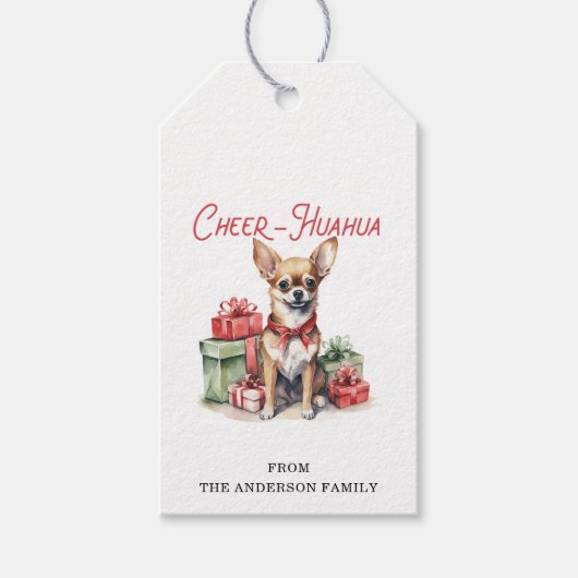 Kerst Chihuahua Gift Labels Cadeaulabel (Voorkant)