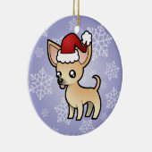 Kerst-Chihuahua (gladde jas) Keramisch Ornament (Rechts)