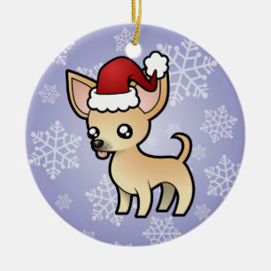 Kerst-Chihuahua (gladde jas) Keramisch Ornament