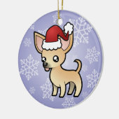 Kerst-Chihuahua (gladde jas) Keramisch Ornament (Links)