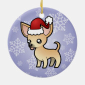 Kerst-Chihuahua (gladde jas) Keramisch Ornament (Achterkant)