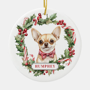 Kerst Chihuahua Hond Keramische Cirkel Ornament