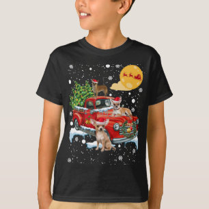 Kerst Chihuahua hond met rode truck plezier T-shirt