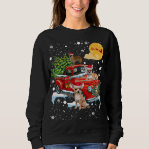 Kerst Chihuahua hond met rode truck plezier Trui