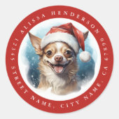 Kerst Chihuahua Hond Ronde Stickers (Voorkant)