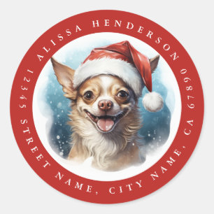 Kerst Chihuahua Hond Ronde Stickers