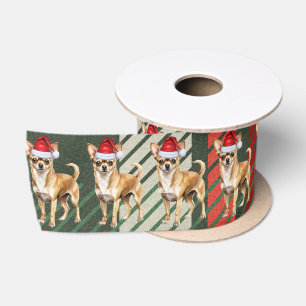 Kerst Chihuahua Hond Rood en Groen Plaid Satijnen Lint