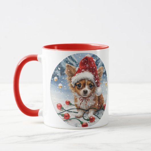 Kerst Chihuahua Kerstman Hond Mok (Links)