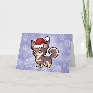 Kerst Chihuahua (lange jas) Feestdagen Kaart