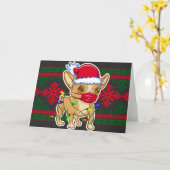 Kerst Chihuahua met een mondmasker Kaart (Gele Bloem)