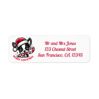 Kerst Chihuahua met Santa Hat Retouradres Etiket