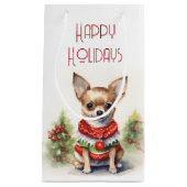 Kerst Chihuahua met vakantie trui Klein Cadeauzakje (Voorkant)