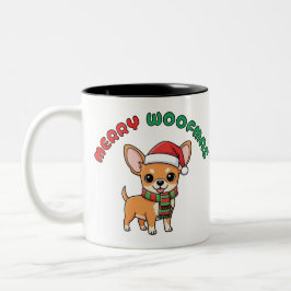 Kerst Chihuahua Mok: Prettig Woefmas Tweekleurige Koffiemok