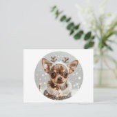Kerst Chihuahua Rendier Hond Briefkaart (Staand voorkant)