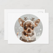 Kerst Chihuahua Rendier Hond Briefkaart (Voorkant / Achterkant)